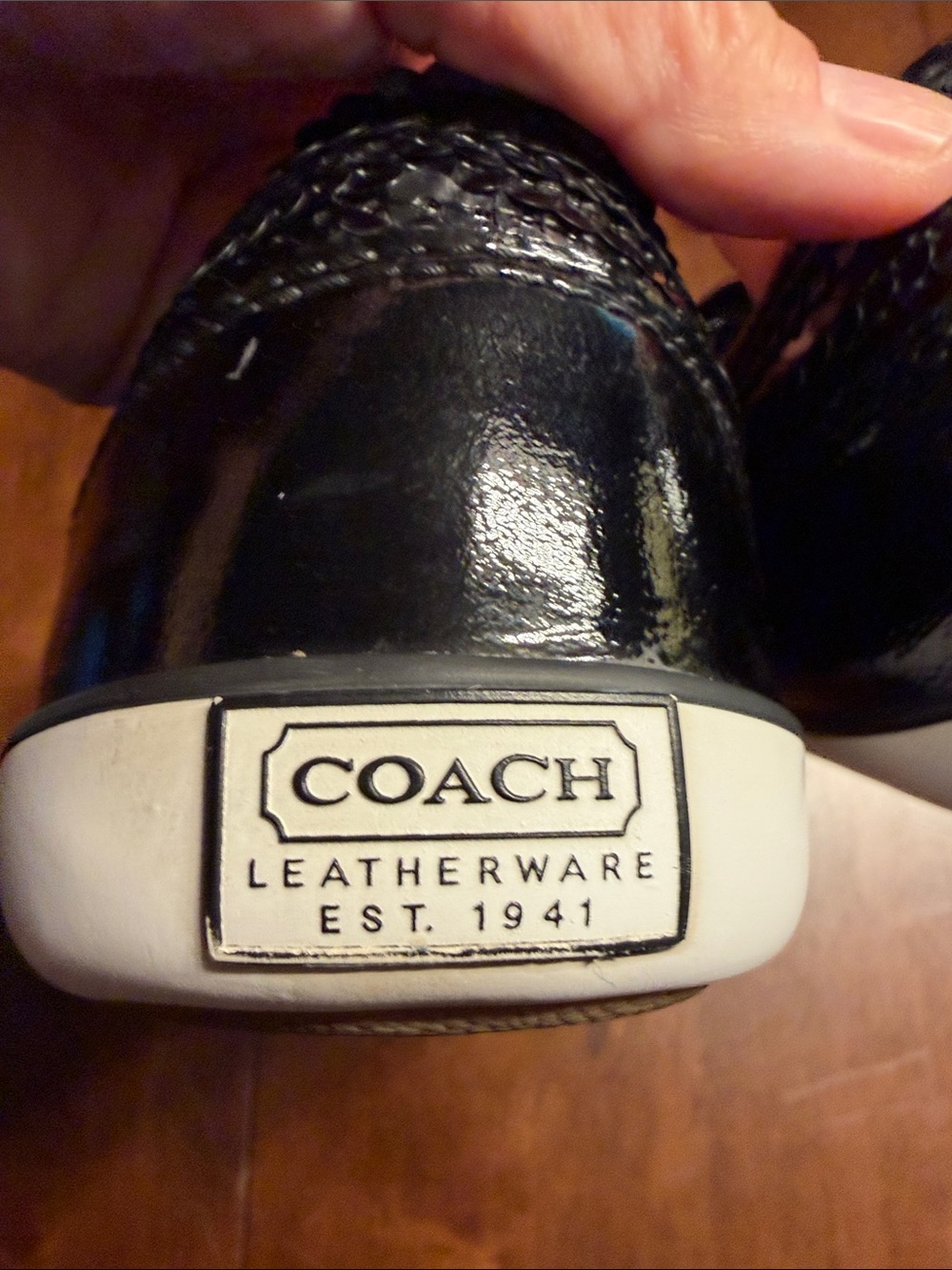 Coach Monogram Canvas Lace-Up Sneakers in Black and White - Picture 5 of 6
